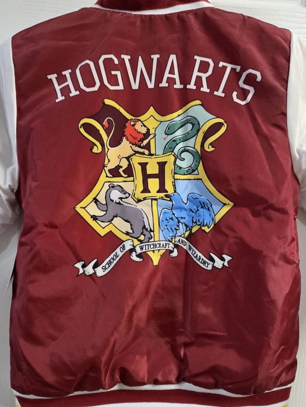 Warner Bros. Maroon and White Hogwarts Varsity Jacket